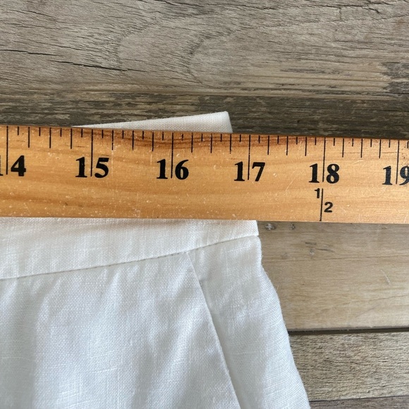 Talbots Linen Cropped Pants Size 12 White Lined Elastic Waist Side Pocket Summer - Picture 4 of 11